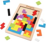 Coogam Wooden Blocks Puzzle Brain Teasers Toy Tangram Jigsaw Intelligence Colorful 3D Russian Blocks Game STEM Montessori Educational Gift for Kids (40 Pcs) - Image 2