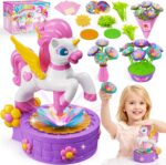 Craft Kits, Press-to-Create Flower Maker, Unicorn Toys for Girl Age 3-12, Fabric Flower Bouquets Toy, Kids DIY Arts and Crafts, Unique Christmas Birthday Gifts for 3 4 5 6 7 8 9 10 11 12 Year Old Girl - Image 2