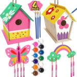Crafts for Kids Ages 4-8 - 4 Pack DIY Bird House Wind Chime Kit - Build and Paint Birdhouses Wooden Arts Kits Easter Basket Stuffers Gifts for Girls Kids Boys Toddlers Ages 3-5 4-6 6-8 8-12 - Image 2
