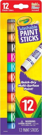 Crayola Quick Dry Paint Sticks (12ct), Washable Paint Set for Kids, Arts & Crafts Supplies, Multi-Surface, Assorted Colors, Kids Gifts - Image 2