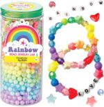 Creativity for Kids Rainbow Bead Jar Jewelry Making Kit: Makes 40+ Friendship Bracelets, DIY Holiday Stocking Stuffers Crafts for Girls, Easter Basket Stuffers for Kids (Ages 6+) - Image 2