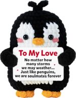 Cute Penguin Romantic Gift - Crochet Penguin Plush for Men, Boyfriend, Women, Girlfriend, Husband, Wife, Her, Him - Couples Gifts for Anniversary, Christmas & More - Stocking Stuffer for Men, Women - Image 2