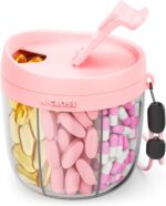Cute Pill Dispenser with 7 Large Compartments, Portable Pill Bottle Organizer with Wide Opening for Easy Use, Anti-Mix Pill Organizer for Travel, BPA-Free Pill Container, Pink - Image 2