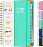 Daily Planner 2025-2026, Monthly and Weekly Calendar Planner with Tabs, July 2025 - Jun 2026, Inner Pocket, 6.2" x 8.5" A5 Size, Perfect for Office Home School Supplies, Spiral Bound, Aquamarine ﻿ ﻿ - Image 2