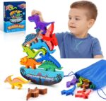 Dinosaur Toys for Kids 3-5: Wooden Stacking Montessori Toys for 3 4 5 6 7 8 Year Old Boys Girls Christmas Birthday Gifts for Kid Ages 4-8 Balance Competition Game for Family Stocking Stuffers - Image 2