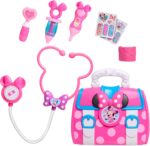 Disney Junior Minnie Mouse Bow-Care 8-piece Doctor Kit for Toddlers Ages 3-5, Lights and Sounds Stethescope, Officially Licensed, Pink, Preschool Pretend Play Kids, Ages 3 and Up - Image 2