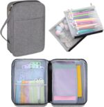 Dofilachy Journal Supplies Storage Case,Journal Case with 2 Detachable Layers- Travel Organizer for B5 Planner Pens Planner Stickers and Accessories (Gray, Medium) - Image 2