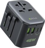 EPICKA Pulse 45W European Travel Plug Adapter, Universal Power Adapter with PD Fast Charging, 5-Port (1 AC/2 USB-A/2 USB-C) International Charger Adapter for Europe, Japan - Travel Essentials (Black) - Image 2