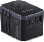 EPICKA Universal Travel Adapter, International Power Adapter with 2 USB-A & 3 USB-C Ports Wall Charger - Worldwide Travel Essentials, European Travel Plug Adapter for UK/US/AU (TA-105C, Black) - Image 2