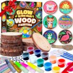 EPUMP Wooden Painting Kit for Kids - Glow in The Dark Arts and Crafts Supplies Kits for Boys Girls - Kids Activities Creative Art Set Birthday Gifts DIY Paint Toys for Ages 6 7 8 9 10 11 12 Years Old - Image 2