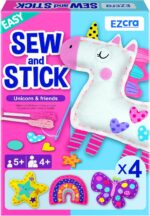 EZCRA Easy Arts and Crafts for Kids - No Mess Sewing Kit for Kids - 4 Easy to Do Unicorn Sewing Projects - Fun Felt Stickers - Tools with Instruction - Gifts for Girls Age 4,5,6,7,8 - Image 2