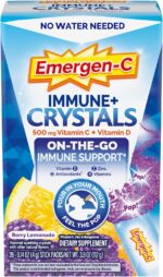 Emergen-C Immune Plus Crystals, On-The-Go Immune Support Supplement with Vitamin C, Vitamin D, B Vitamins, Zinc and Manganese, Berry Lemonade - 28 Stick Packs - Image 2