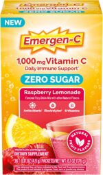 Emergen-C Zero Sugar 1000 mg Vitamin C Powder for Daily Immune Support Caffeine Free Vitamin C Supplements with Zinc and Manganese, B Vitamins and Electrolytes, Raspberry Lemonade Flavor - 36 Count - Image 2
