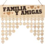 Family Birthday Reminder Wall Hanging Wooden DIY Birthday Tracker Plaque Wall Hanging Perpetual Calendar, Gift for Mom/Dad/Grandparents Personalized,Familia Y Amigas-JMZ - Image 2
