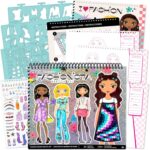 Fashion Angels Fashion Design Sketch Portfolio - Sketch Book for Beginners, Sketch Pad with Stencils and Stickers for Kids 6 and Up, Brown(Covers May Vary) - Image 2
