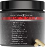 Formulation Factory Heart of Steel: 10-in-1 Metabolic Maximizer Nitric Oxide Supplement, Blood Pressure Support, L Arginine, L Citrulline Natural Pre-Workout: Energy Management 120 Count - Image 2