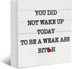 Funny Decorative Wooden Box Sign Inspirational Quotes Rustic Office Desk Accessories Motivational Farmhouse Wood Block Plaque Positive Affirmations Home Shelf Table Cubicle Workout Room Gym Decor - Image 2