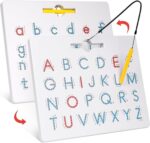 GAMENOTE Double Sided Magnetic Letter Board - 2 in 1 Alphabet Magnets Tracing Board for Toddlers ABC Letters Uppercase & Lowercase Practicing Learning Education Toys - Image 2