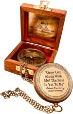 Gift for Husband Wife - Brass Compass 2" | Engraved Quote Birthday Wedding Anniversary Christmas Romantic Love Gifts idea for Boyfriend Girlfriend Men Women Him Her (Grow Old Along with Me) - Image 2