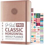 GoGirl Planner PRO - Undated Horizontal Layout Weekly Planner and Organizer + Budgeting and Expense Tracking Pages, Goals Journal & Agenda, 7" x 10" Hardcover, Lasts 1 Year - Rose Gold - Image 2