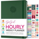GoGirl Weekly Schedule Planner – Hourly Work & Life Planner with Time Slots – Vertical Agenda Organizer for Daily Productivity, A5 (Forest Green) - Image 2