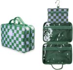 Green Gambit Checkered Hanging Travel Bag, Toiletry Bag, Makeup Bag for Women, Portable Water-resistant Small Travel Bag for Toiletries & Cosmetic Essentials - Image 2