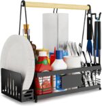 Grill Caddy with Plate Holder and Paper Towel Holder, Picnic BBQ Condiment Utensil Organizer Caddy for Outdoor Cooking, Camping Essential, Camper Must Haves, Grilling Gifts for Men - Image 2