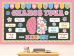 Growth Mindset Bulletin Board Set Motivational Posters Floral Brain Classroom Decorations Change Your Mindset Cutouts with 140Pcs Glue Points for School Chalkboard Wall Decor, 65Pcs - Image 2