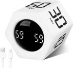 GuDoQi Rotating Pomodoro Timer 1 5 10 30 60 Min Preset, Hexagon ADHD Flip ProductivityTimer Tool Pause, Vibration, Mute, Adjustable Sound Alert for Work, Study, Back to School, Kitchen, White - Image 2
