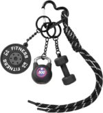 Gym Keychain, Black Dumbbell Kettlebell Barbell Plate Charms Gym Keychain Gift Motivational Fitness accessories for Men Women Sports Lovers Trainer Friends Family - Image 2