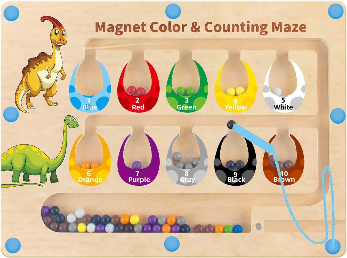 HONGID Dinosaur Toys,Magnetic Color and Number Maze, Montessori Toys for 2 3 4 5 Year Old,Learning Educational Sensory Toys for Toddlers and Kids Boys Girls,Christmas Stocking Stuffers for Kids - Image 2