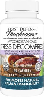 Host Defense MycoBotanicals Stress Decompress* Capsules - Mushroom Supplement with Lemon Balm & Ashwagandha Root - with Reishi, Lion's Man & Skullcap - 60 Capsules (30 Servings) - Image 2