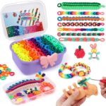 IQBOX Bracelet Making Kit Arts and Crafts for Girls Ages 8-12, Weaving Loom Rainbow Bands DIY Toys Birthday Gifts for Kids 6 7 9 10 11 13 Year Old, 1000+ Elastic Cloth Rubber Band Fabric Loops - Image 2