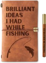 InnoBeta Fishing Gifts for Men Women, Cool Gifts for Fishing Lovers on Christmas, Birthday, Journal Pen Set, Refillable Notebook, Travel Diary, Lined Planner, 7.8x5 Inches, Brown - Image 2