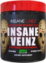 Insane Labz Insane Veinz Non Stimulant NO Enhancing Powder, Nitric Oxide Booster, Loaded with Agmatine Sulfate and Betaine Anhydrous, Increase Vascularity, 35 Srvgs, Apple - Image 2