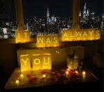 It Was Always You Light Up Letters with 30 Tea Lights Candles and 1000 Red & Pink Rose Petals - Luminary Bags Engagement Party Decorations & Anniversary Decorations Ideal Gift For Men & Women - Image 2