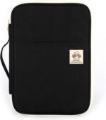 JAKAGO A4 Travel Portfolio Multifunctional Document Organizer Zippered Case for Office Supplies (Black) - Image 2