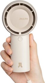 JISULIFE Handheld Portable Turbo Fan [16H Max Cooling Time], 4000mAh USB Rechargeable Personal Battery Operated Mini Small Pocket Fan with 5 Speeds for Travel/Outdoor/Vacation/Concerts - Brown - Image 2