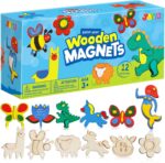 JOYIN 12 Wooden Magnet Creativity Arts & Crafts Painting Kit for Kids, Decorate Your Own Painting Gift for Easter Basket Stuffers, Birthday Parties and Family Crafts, Party Favors for Boys Girls - Image 2