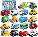 JOYIN 18 Pcs Pull Back City Cars and Trucks Toy Vehicles Set, Friction Powered Cars Toys for Toddlers, Kids Stocking Stuffers, Treasure Box Gifts for Classroom, Christmas Great Gifts for Grandkids - Image 2