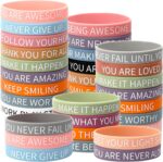 JUNEBRUSHS 64pcs Motivational Quote Silicone Bracelets Bulk Colored Inspirational Rubber Wristbands Unisex Accessories for Women Men Teens Teacher Home Office Party Favor Gifts Supplies (16 Designs) - Image 2