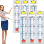 Junkin 6 Pcs Fundraising Thermometer Goal Charts Tracker Decal 48 x 11 Inch Dry Erase Thermometer Goal Setting Wall Poster Removable Giant Vinyl Sticker Office Wall Posters(White) - Image 2