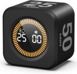 KADAMS Pomodoro Cube Timer Productivity Visual Timer - 5/10/25/50 Min Rotating Countdown, Customize Countup Silent Mode- for Work Study Cook Workout Kitchen Back to School Classroom(Black) - Image 2