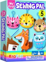 KRAFUN My First Sewing Animal for Kids, Beginner Art & Craft, 5 Easy Activities Stuffed Animal Dolls, Keyring Charms, Instructions & Felt Materials for Learn to Sew, Embroidery - Image 2