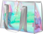 KUAK Iridescent Clear Beach Tote Bag for Women Girls Large Waterproof with Inner Zipper Pocket for Swim Pool Travel Vacation - Image 2