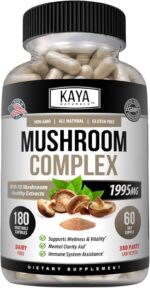 Kaya Naturals Premium Mushroom Complex Potent - Mushroom Supplement - Mushroom Complex Capsules 1995mg Per Serving - Aids Mental Clarity Supports Immune System, Wellness & Vitality - 180 Count - Image 2