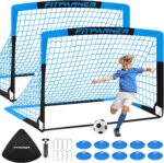 Kids Soccer Goals for Backyard Set - 2 Pack of Portable Pop Up Soccer Nets with Ball,Cones,Complete Training Equipment Kit for Toddler,Youth,Kids Age 3-14,Outdoor Sports Game - Image 2