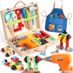 Kids Tool Set with Drill, Educational Montessori Toys for 3 Year Old Boys 44 Pcs STEM Kids Toys Wooden Toddler Tool Set with Apron & Box Christmas Birthday Gifts for 3 4 5 Year Old Boy Girl - Image 2