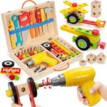 Kids Tool Set with Electric Drill, 46 Pcs Wooden Toddler Play Tools Set with Tool Box, Montessori STEM Educational Construction Building Toy for 3 4 5 6 Year Old Boys Girls Birthday Gifts - Image 2