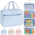 Kids Travel Organizer – Multi-Compartment, Water-Resistant Hanging Bag for Toys, Snacks, & Activities - Compact, Lightweight Design with Hook & Carry Handle - Perfect for Travel Use (Blue, Large) - Image 2